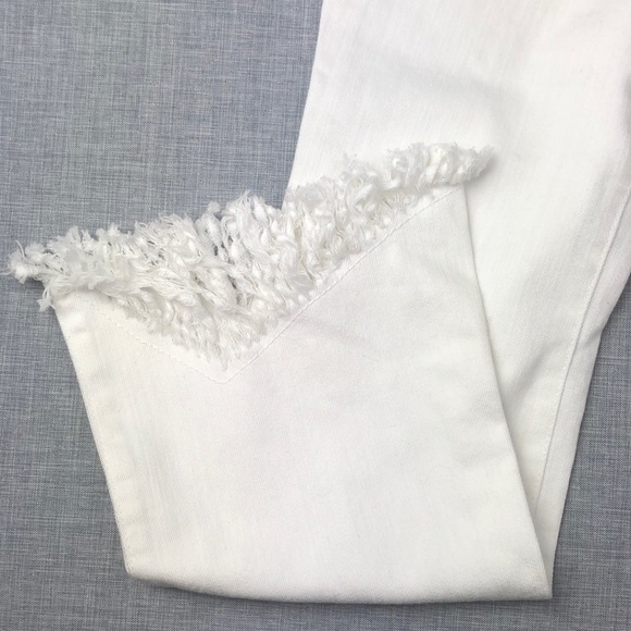 INC White Fringe Trim Cropped Jeans Size 0 & 2 - Picture 6 of 6